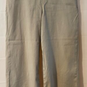 Spanx Women's Twill Cropped Wide Leg Pants Large Utility Style Beige 29”x28” EUC